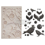 Finnabair Clockwork Sparrows Decor Mould Redesign with Prima® Gaysha Paint & Pattern 